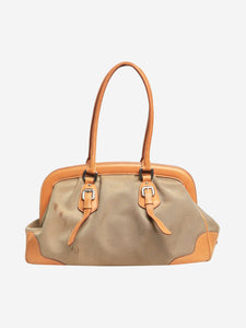 Prada Brown canvas and leather top handle bag