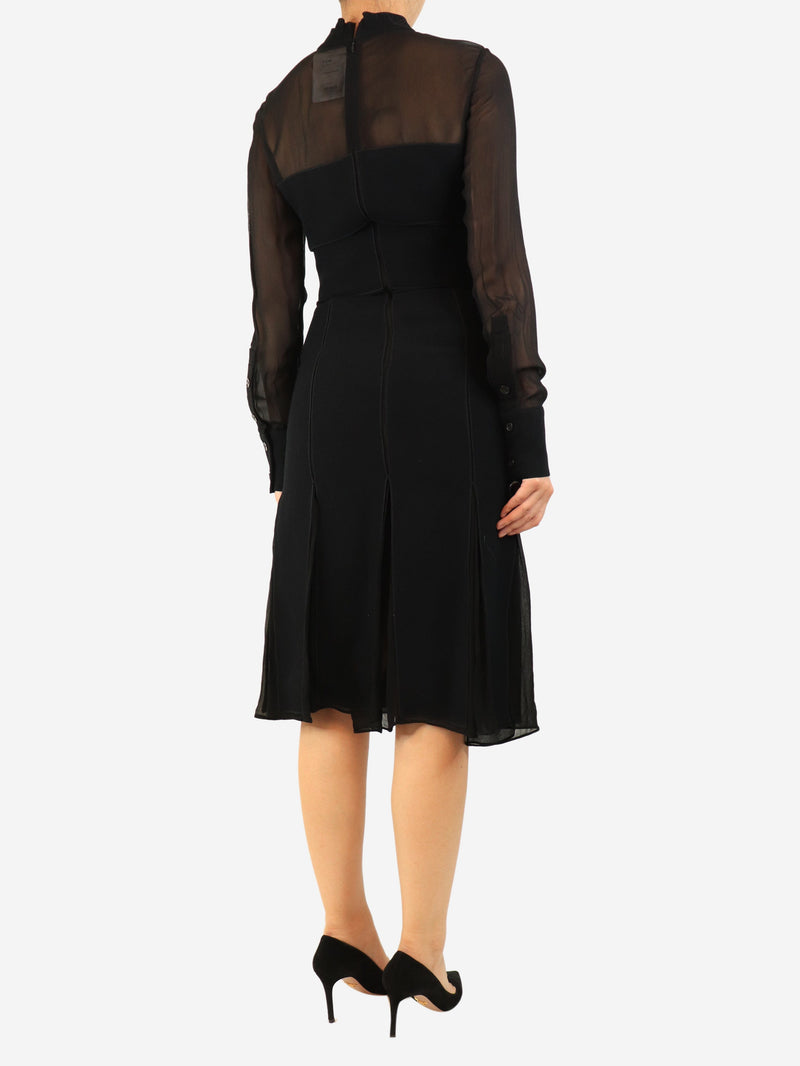 Black mesh panel midi dress - size XS