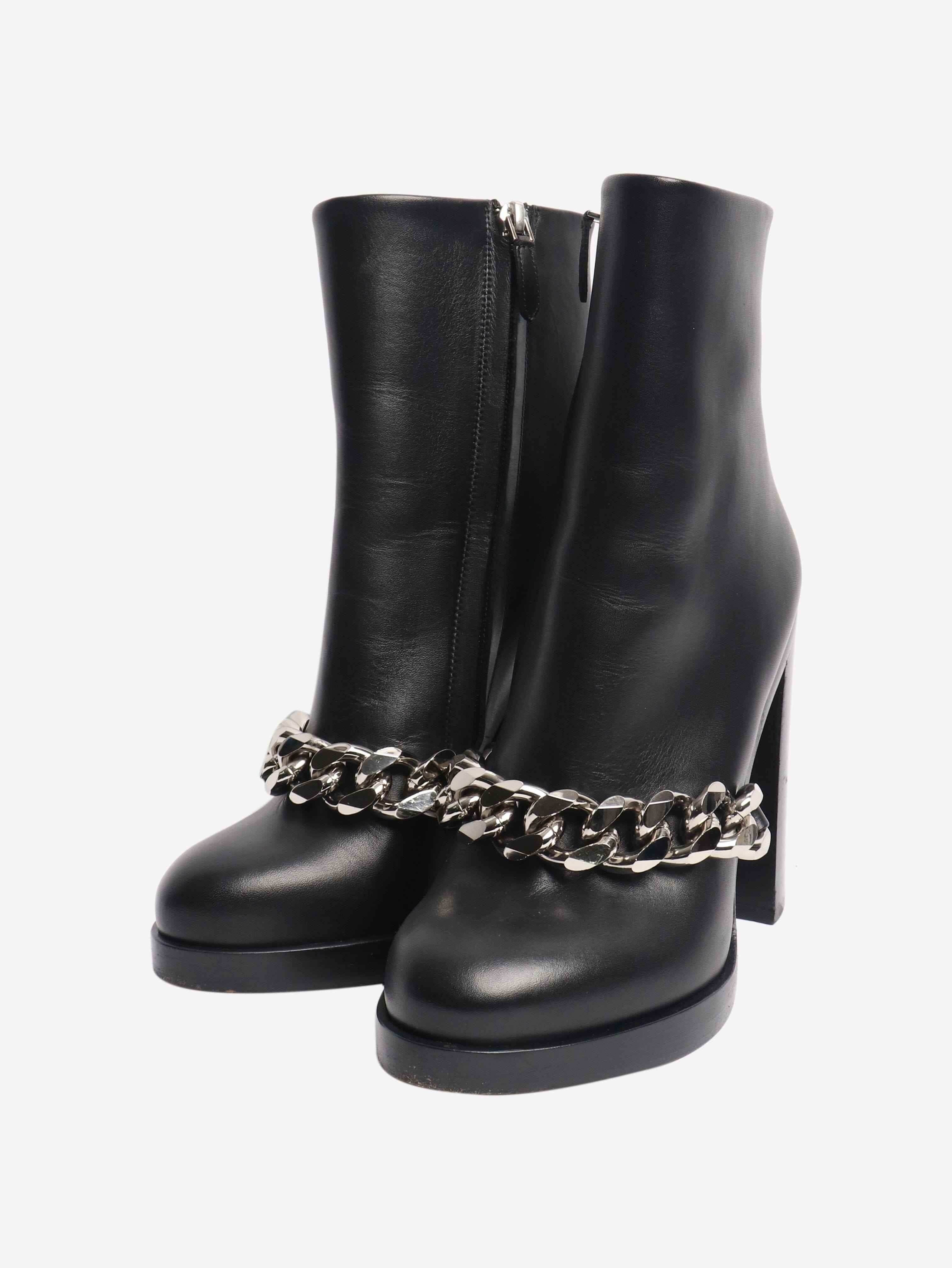 Black leather boots with chain front - size EU 36 (UK 3) Boots Givenchy 