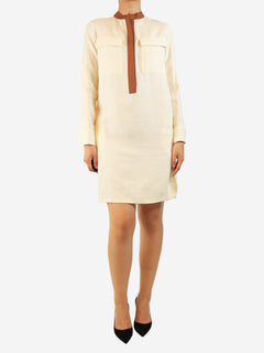 Cream linen mini dress - size UK 8 Dresses Loro Piana 