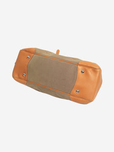 Prada Brown canvas and leather top handle bag