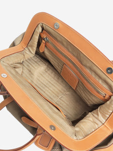 Prada Brown canvas and leather top handle bag