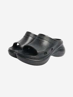 Black sparkly platform slides - size EU 37 Flat Shoes Balenciaga x Crocs 