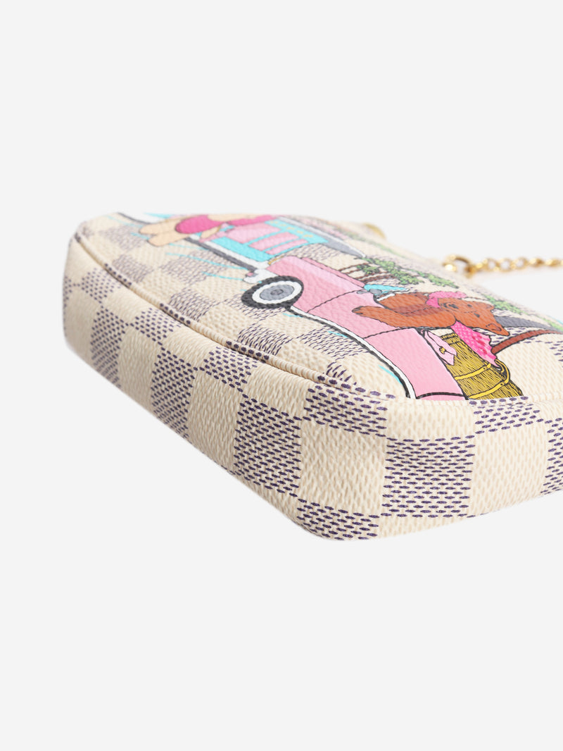 Cream 2021 Damier Azure Hollywood coin purse