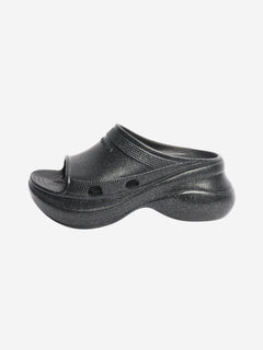 Black sparkly platform slides - size EU 37 Flat Shoes Balenciaga x Crocs 