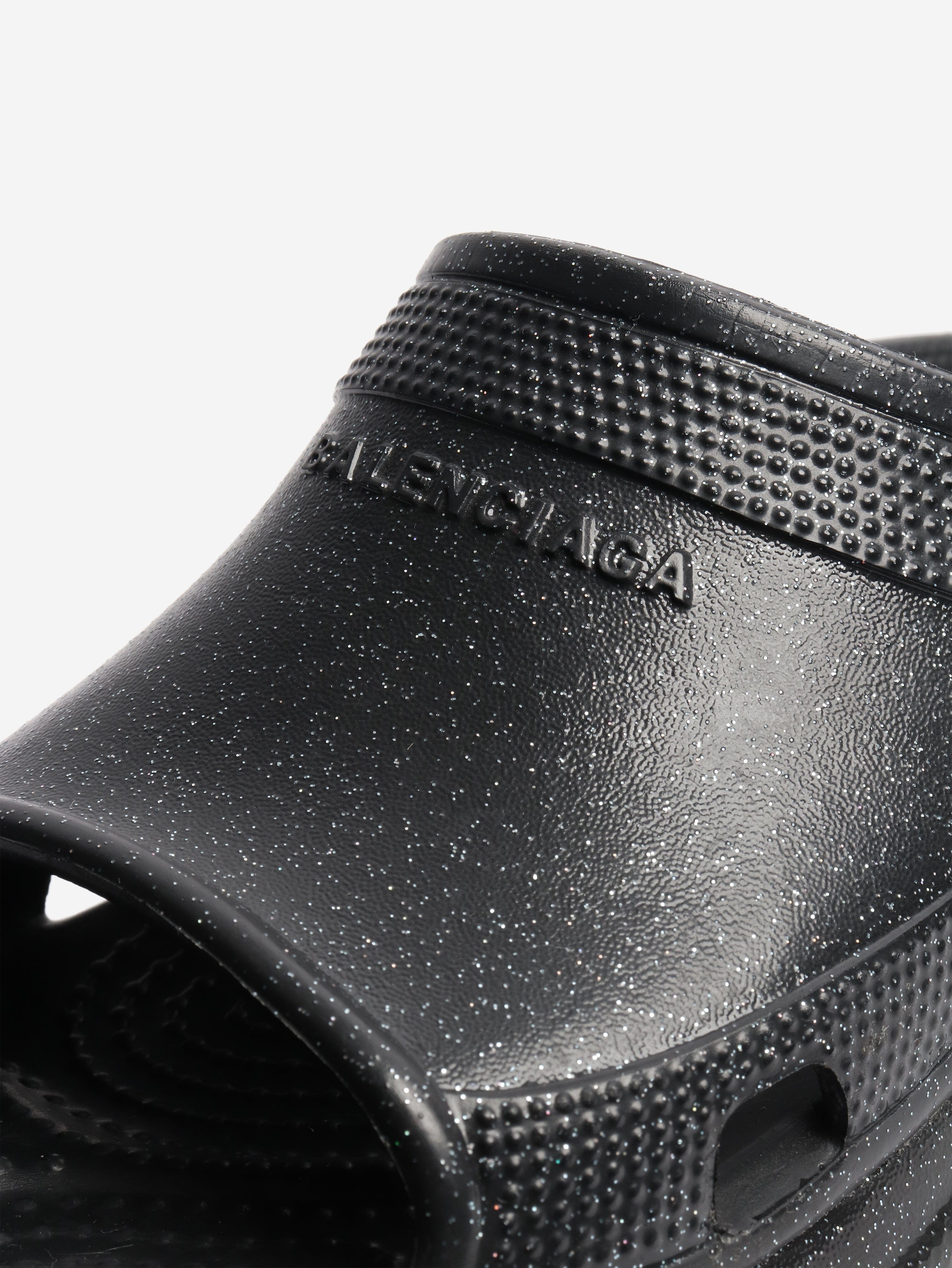 Black sparkly platform slides - size EU 37 Flat Shoes Balenciaga x Crocs 