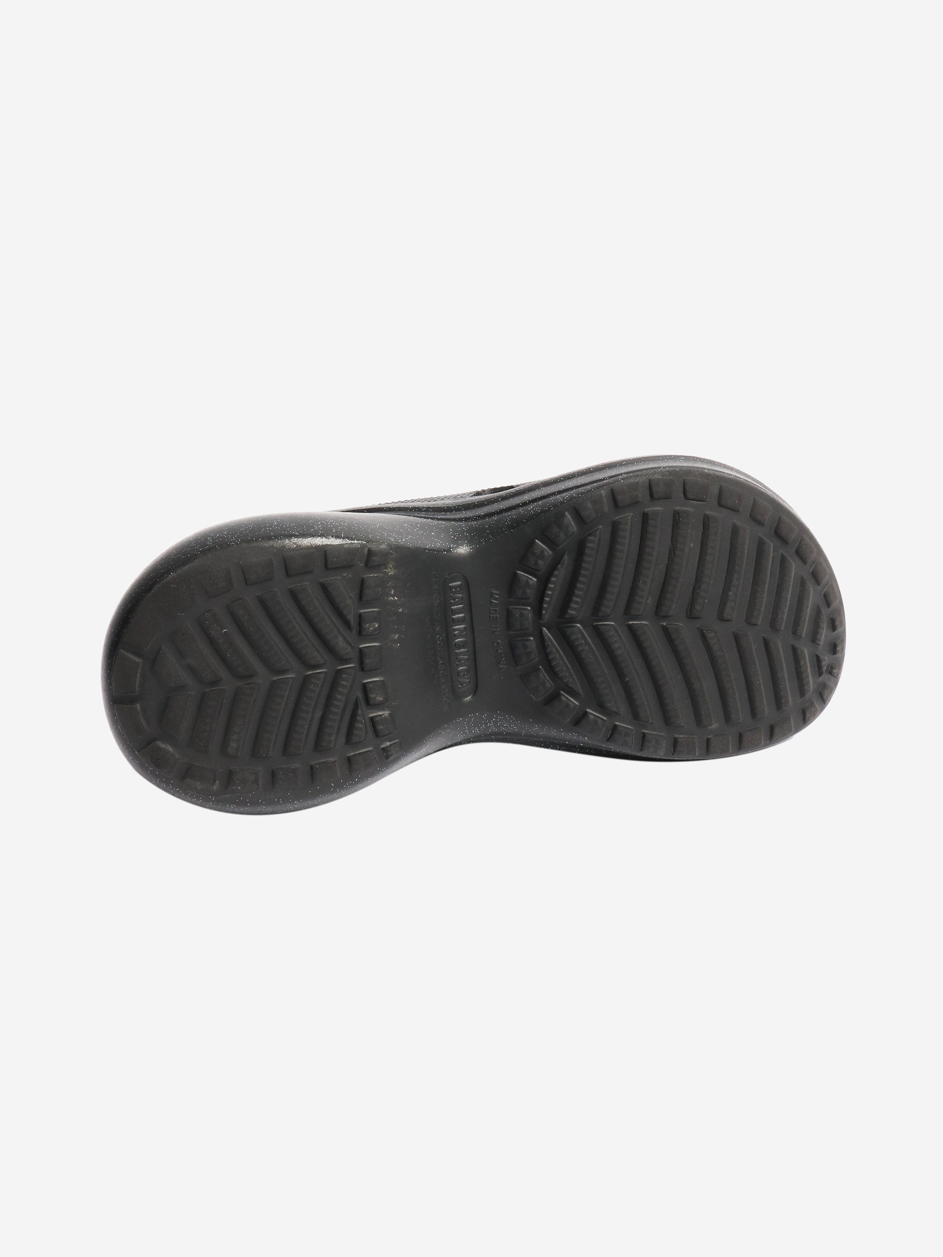 Black sparkly platform slides - size EU 37 Flat Shoes Balenciaga x Crocs 