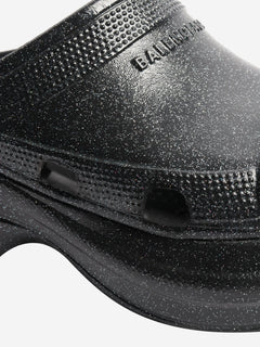 Black sparkly platform slides - size EU 37 Flat Shoes Balenciaga x Crocs 
