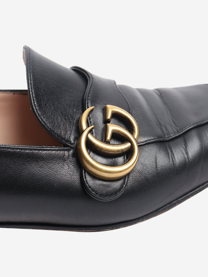 Black GG leather loafers - size EU 37.5 Flat Shoes Gucci 
