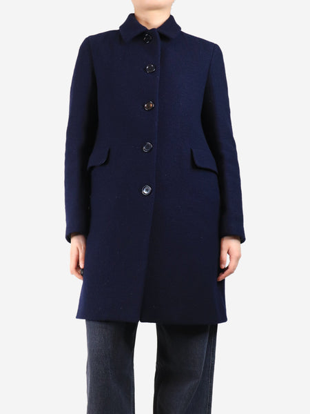 Navy blue wool coat - size UK 12 product image