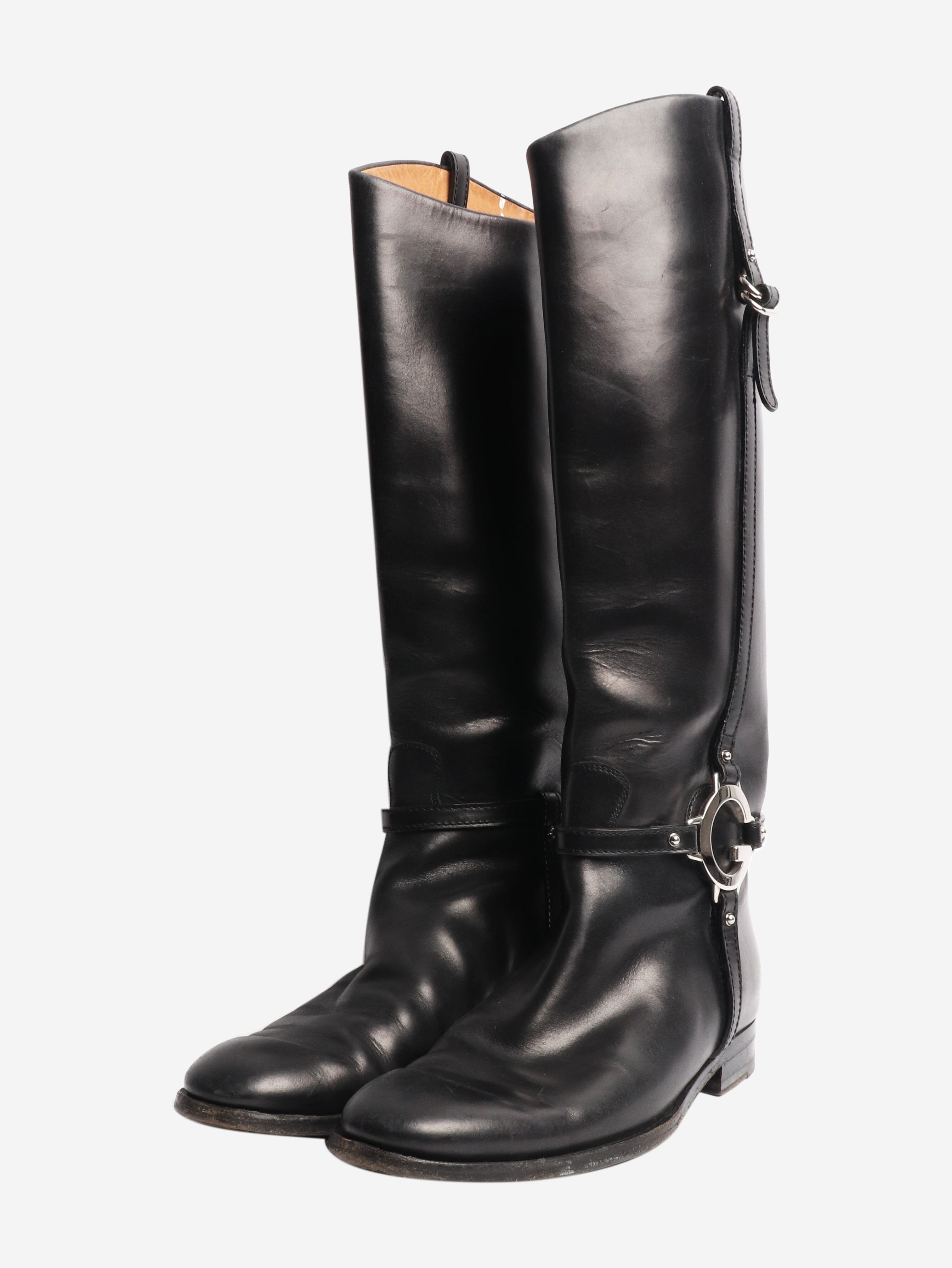 Black leather riding boots - size EU 39.5 Boots Gucci 