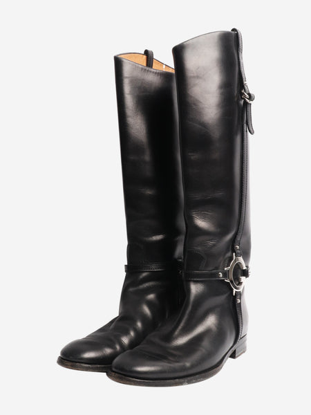 Black leather riding boots - size EU 39.5 alternate image