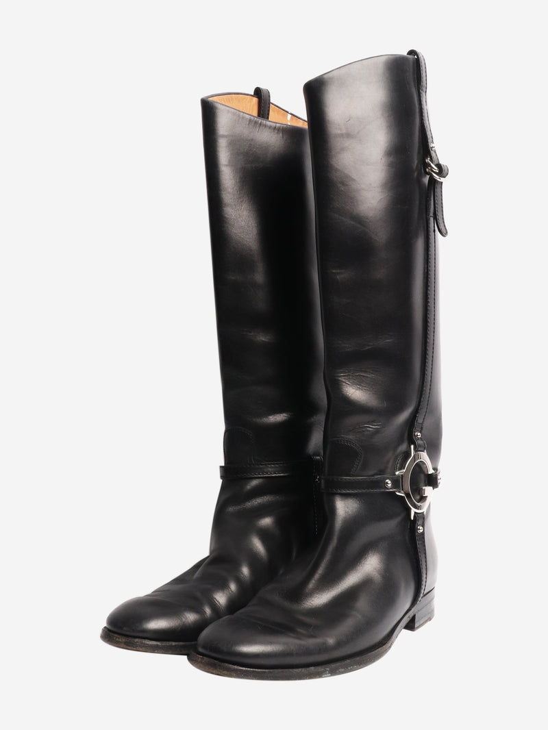 Black leather riding boots - size EU 39.5 Boots Gucci 