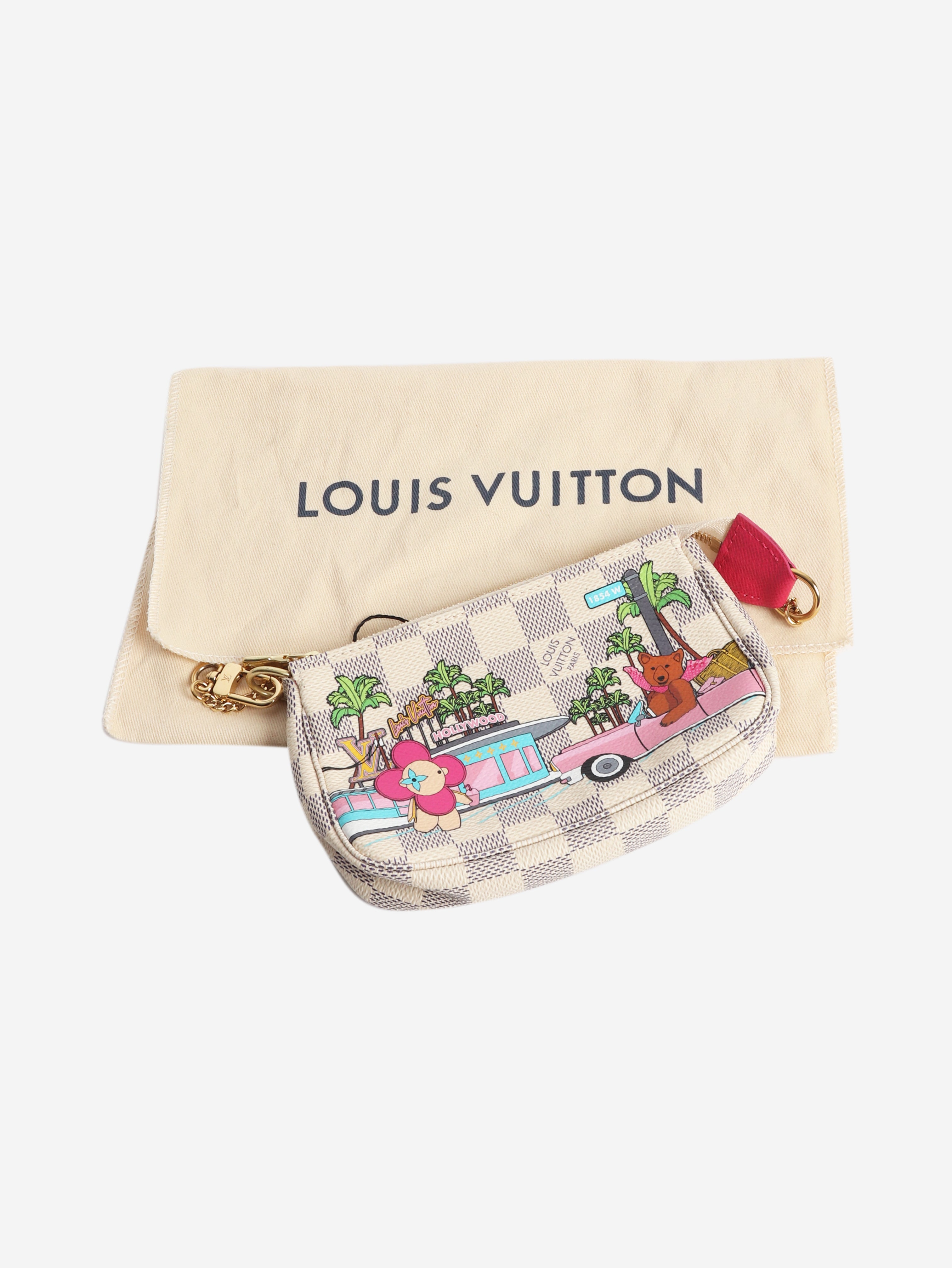 Cream 2021 Damier Azure Hollywood coin purse