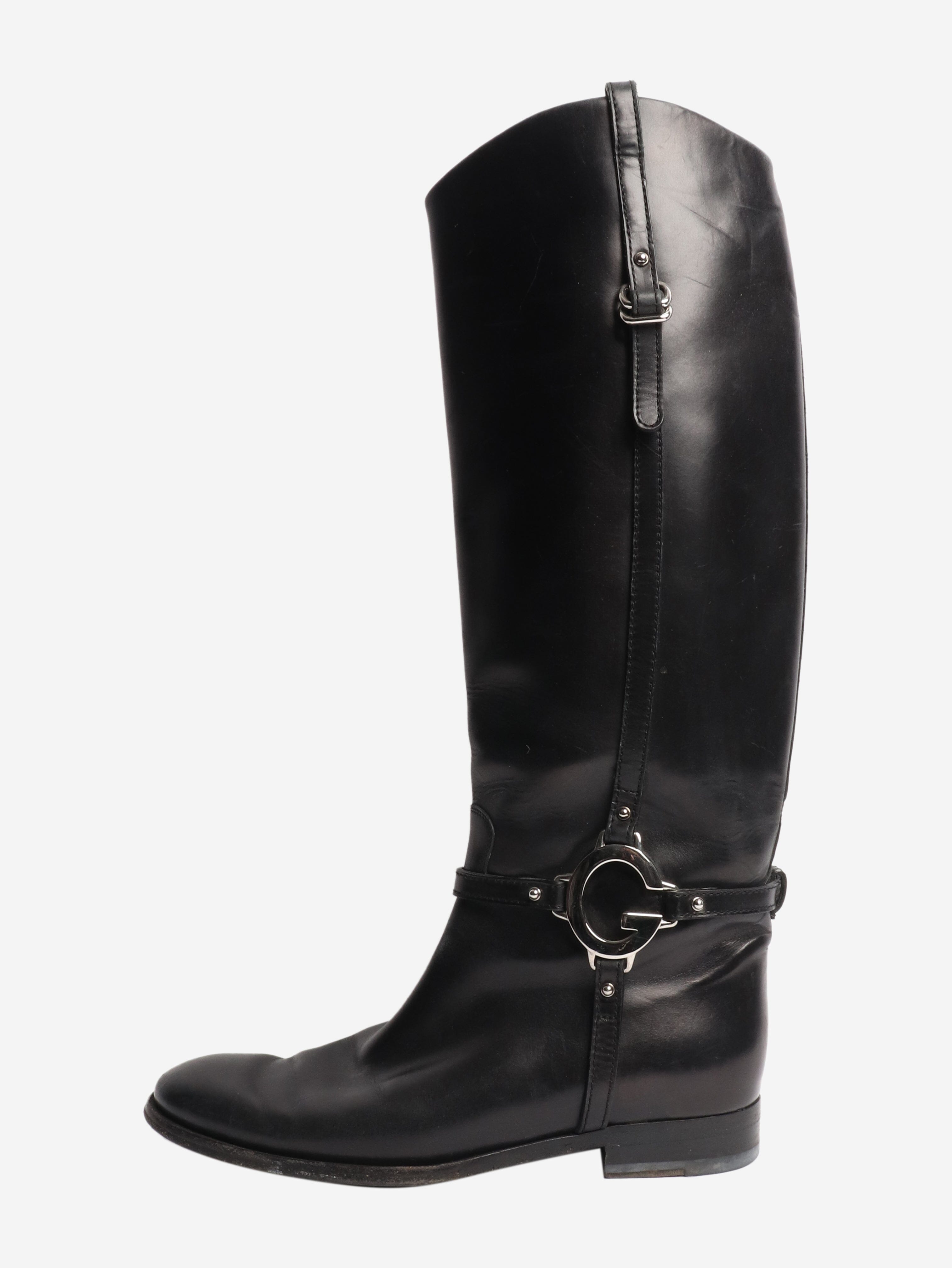 Black leather riding boots - size EU 39.5 Boots Gucci 