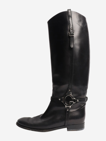 Black leather riding boots - size EU 39.5 product image