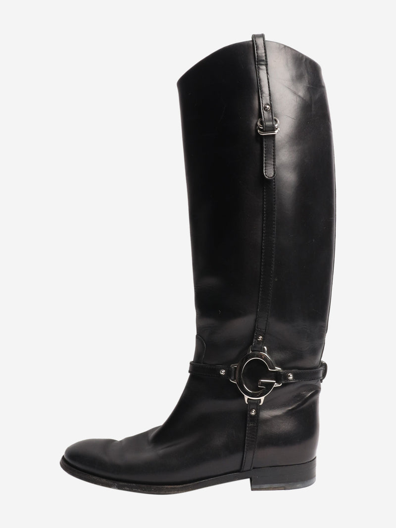 Black leather riding boots - size EU 39.5 Boots Gucci 