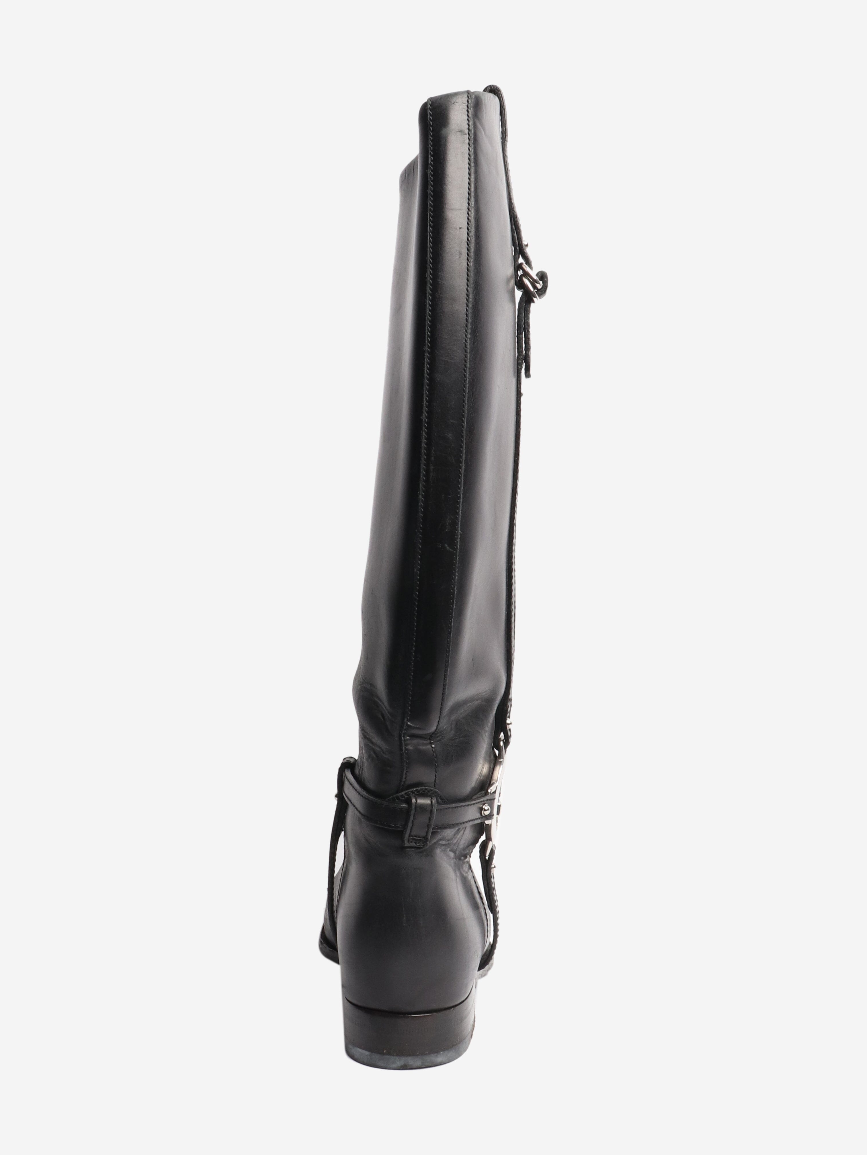 Black leather riding boots - size EU 39.5 Boots Gucci 
