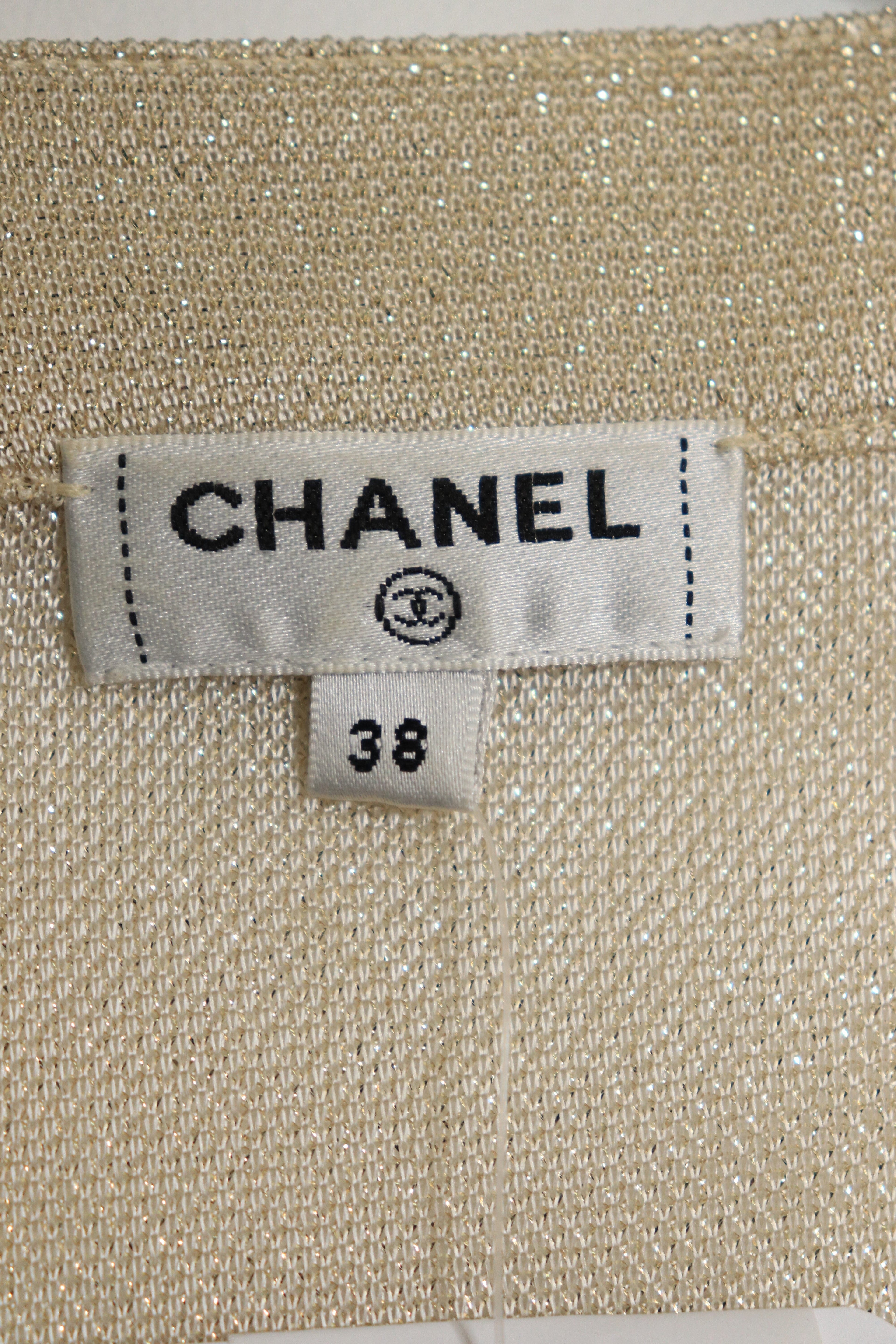 Gold lurex button-down dress - size UK 10