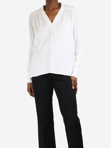 Helmut Lang Cream V-neckline textured shirt - size XS