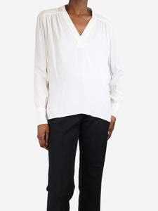 Helmut Lang Cream V-neckline textured shirt - size XS