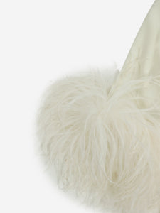 Elie Saab Cream feather-trimmed jumpsuit - size UK 16