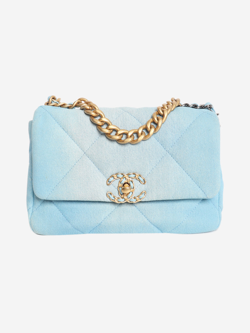 Blue ombre denim quilted 19 shoulder bag