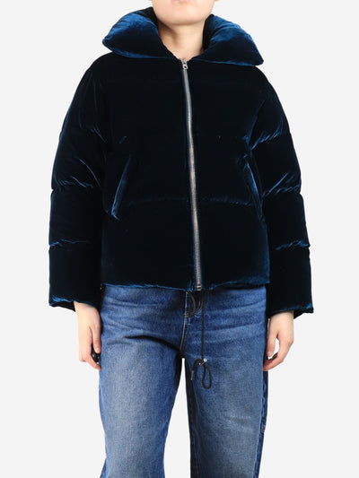 Blue velour puffer jacket - size UK 8 Coats & Jackets Sandro 