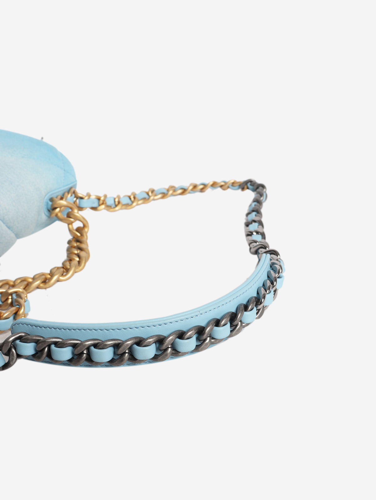 Blue ombre denim quilted 19 shoulder bag