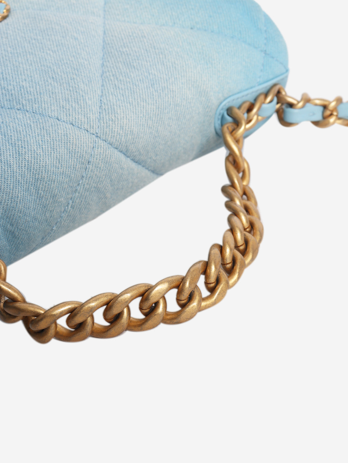 Blue ombre denim quilted 19 shoulder bag