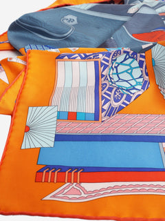 Orange and blue Les Tresors d'un Artiste silk scarf Scarves Hermes 