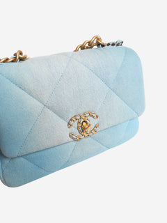 Blue ombre denim quilted 19 shoulder bag