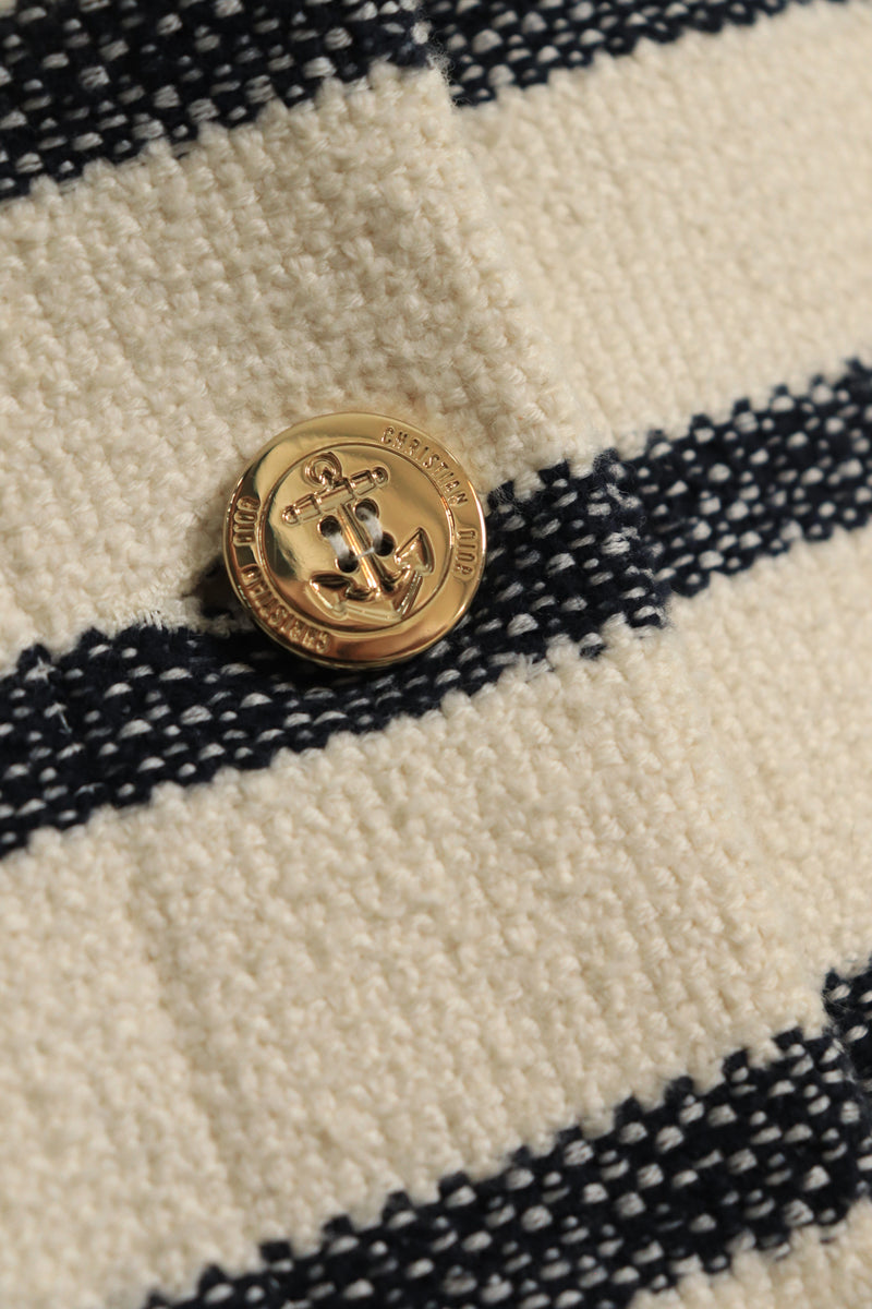 Cream and navy striped short sleeve jacket - size UK 10 Coats & Jackets Dior 