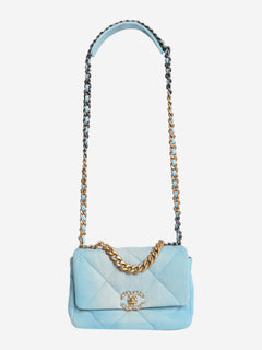 Blue ombre denim quilted 19 shoulder bag
