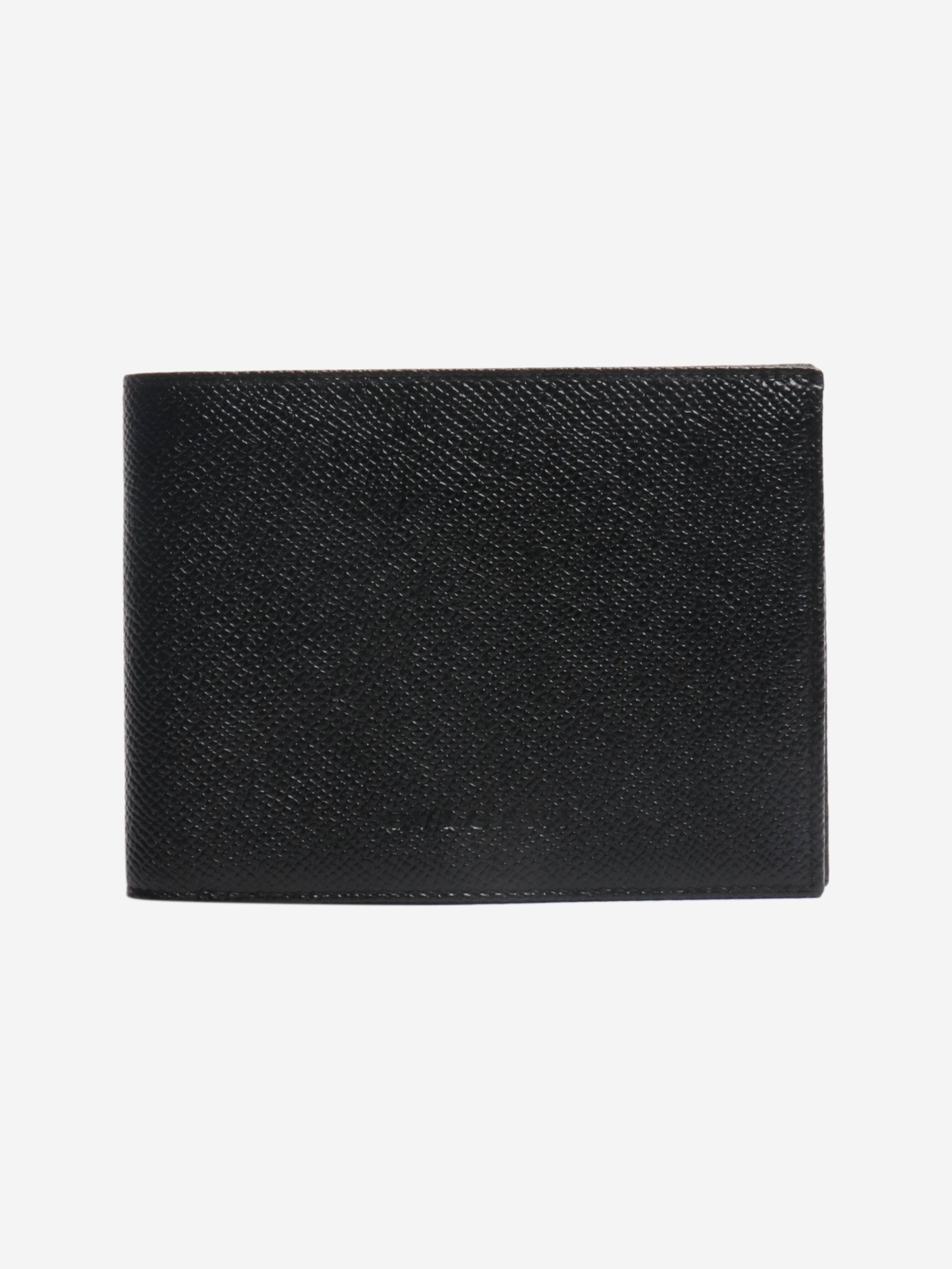 Black grained leather 2 folds wallet Wallets, Purses & Small Leather Goods Bvlgari 