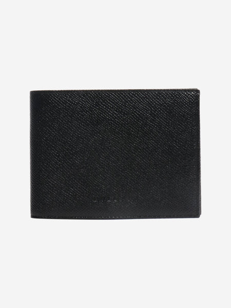 Black grained leather 2 folds wallet product image