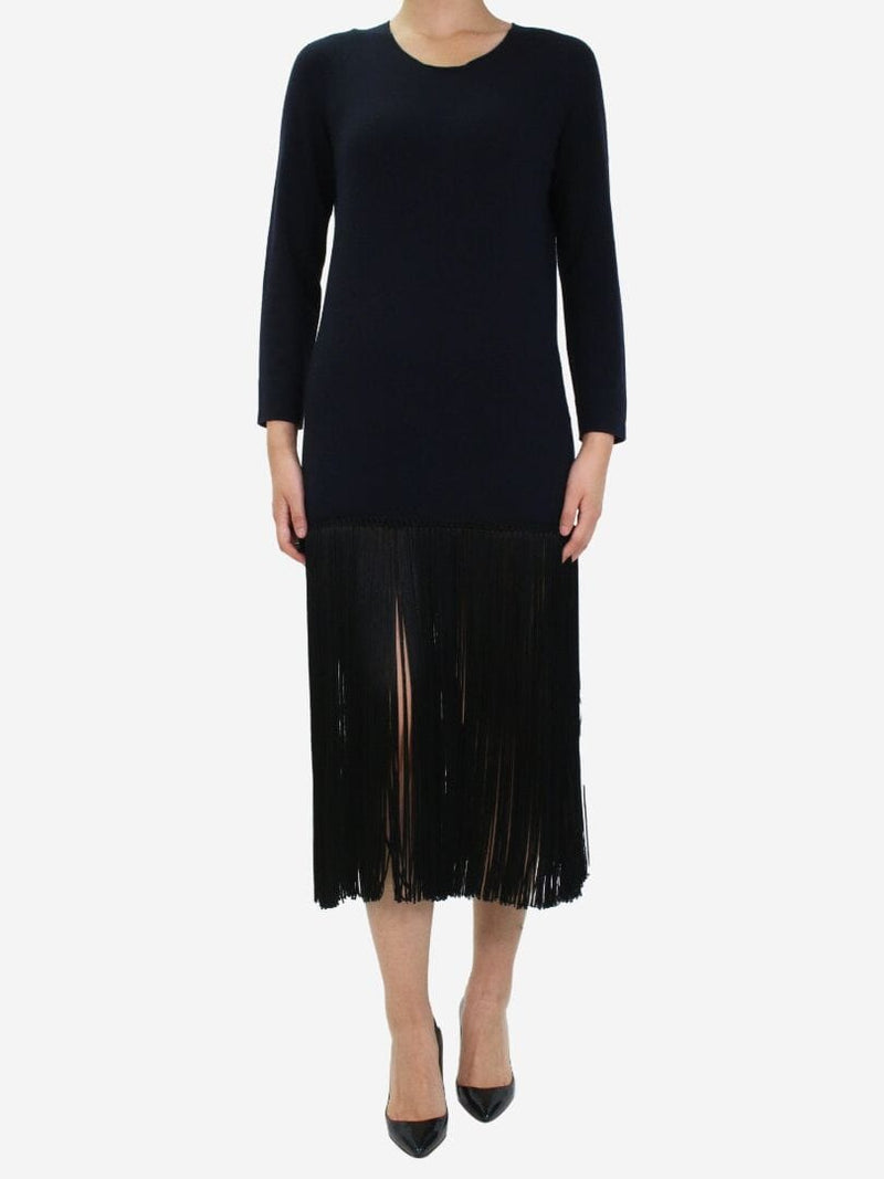 Navy blue fringed dress