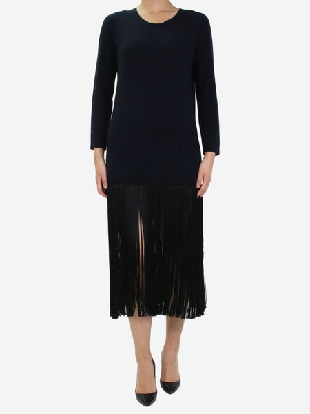 Navy blue fringed dress - size UK 10 product image
