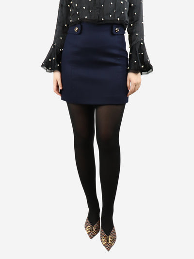 Navy blue wool mini skirt - size UK 8 Skirts Prada 