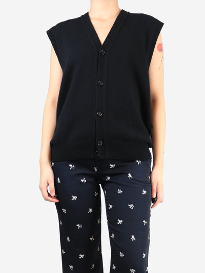 Black sleeveless pocket cardigan - size UK 12 Knitwear Margret Howell 