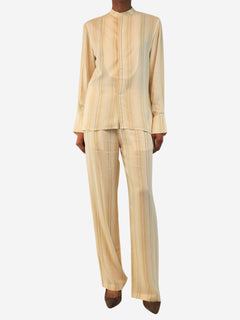Pale green striped blouse and trouser set - size UK 8 Sets Victoria Beckham 