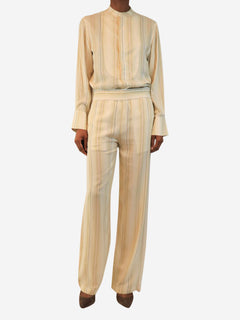 Pale green striped blouse and trouser set - size UK 8 Sets Victoria Beckham 