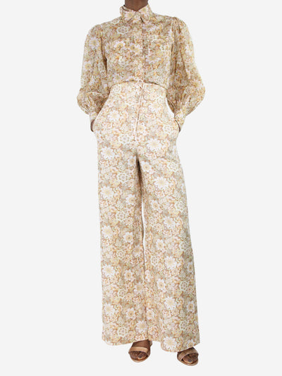 Brown floral wide-leg trousers and shirt set - size UK 6 Sets Zimmermann 