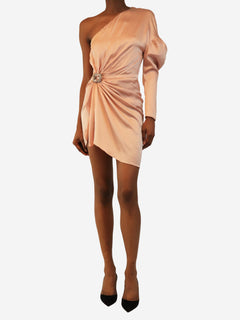 Pink one-shoulder silk mini dress with a diamante embellishment - size UK 8 Dresses Alexandre Vauthier 
