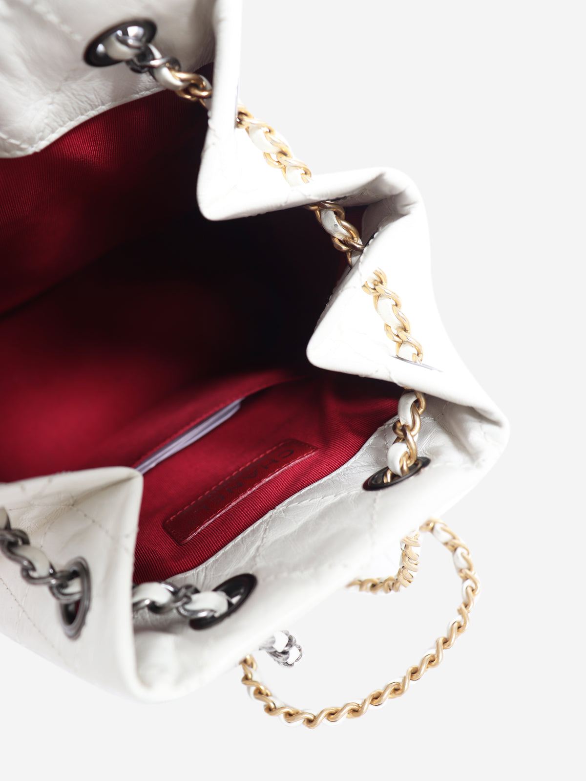 White 2019 quilted leather Gabrielle backpack
