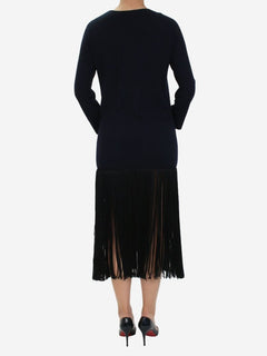 Navy blue fringed dress - size UK 10 Dresses Celine 