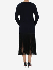 Celine Navy blue fringed dress - size UK 10