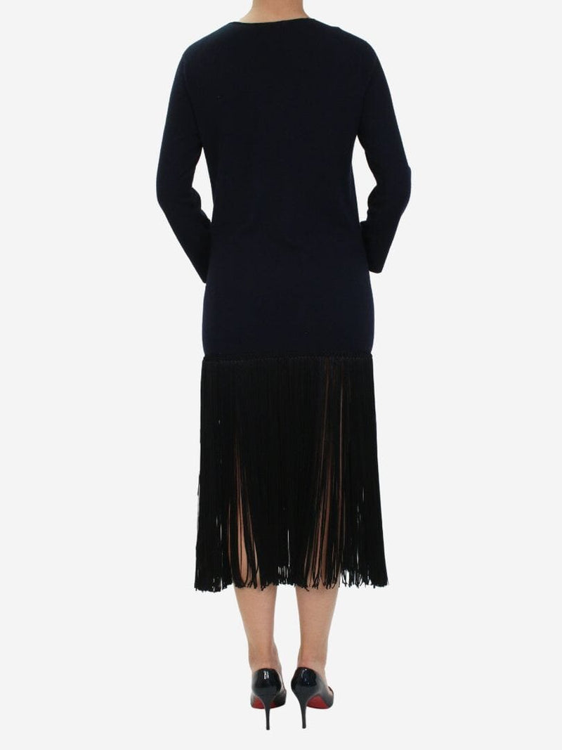 Navy blue fringed dress - size UK 10 Dresses Celine 