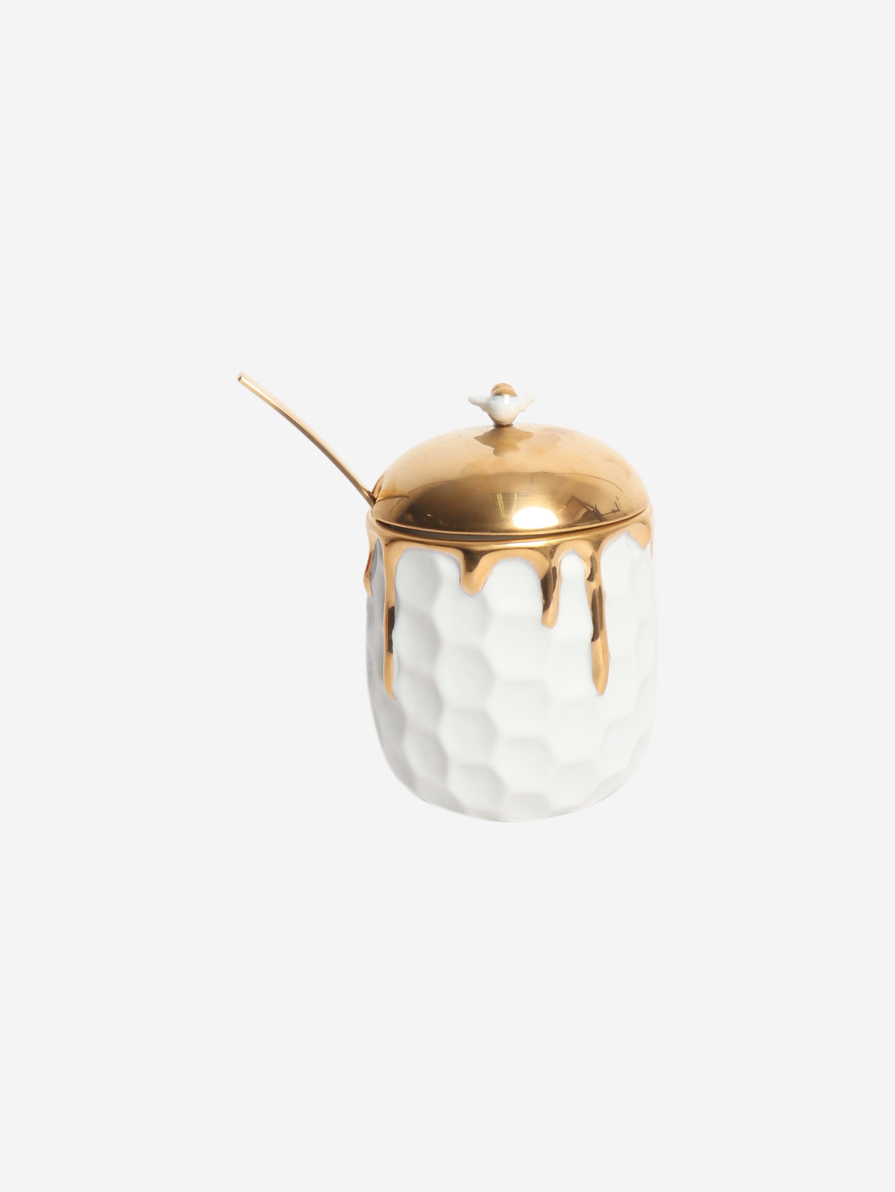 White and gold honeypot Homeware L'Objet 