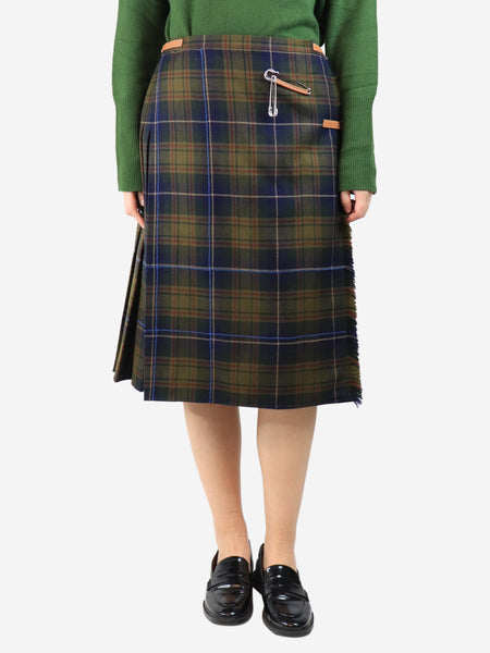 Green tartan pleated kilt - size UK 16 product image